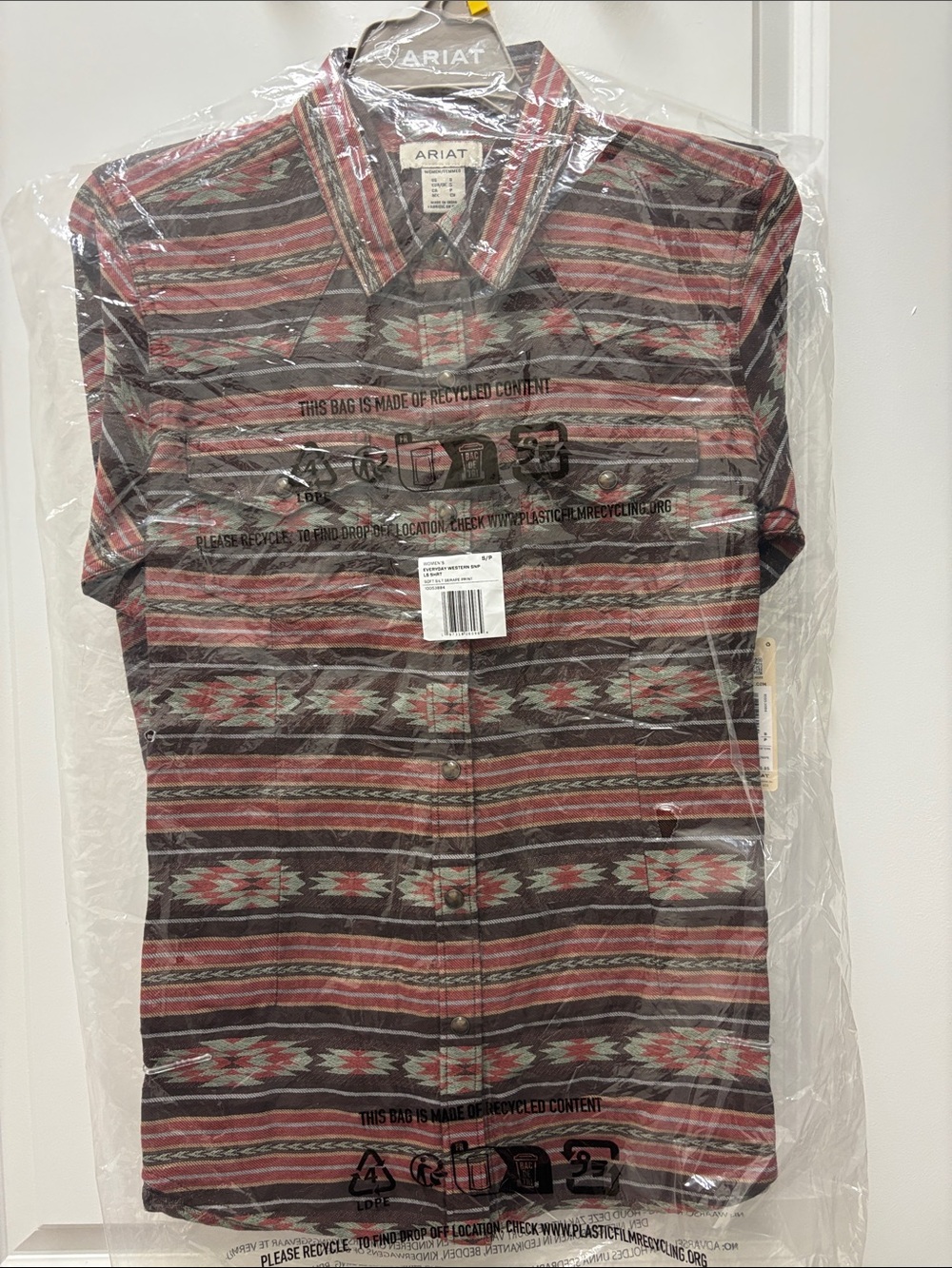 Ariat Men’s Red and Gray Aztec Stripe Button-Down Shirt